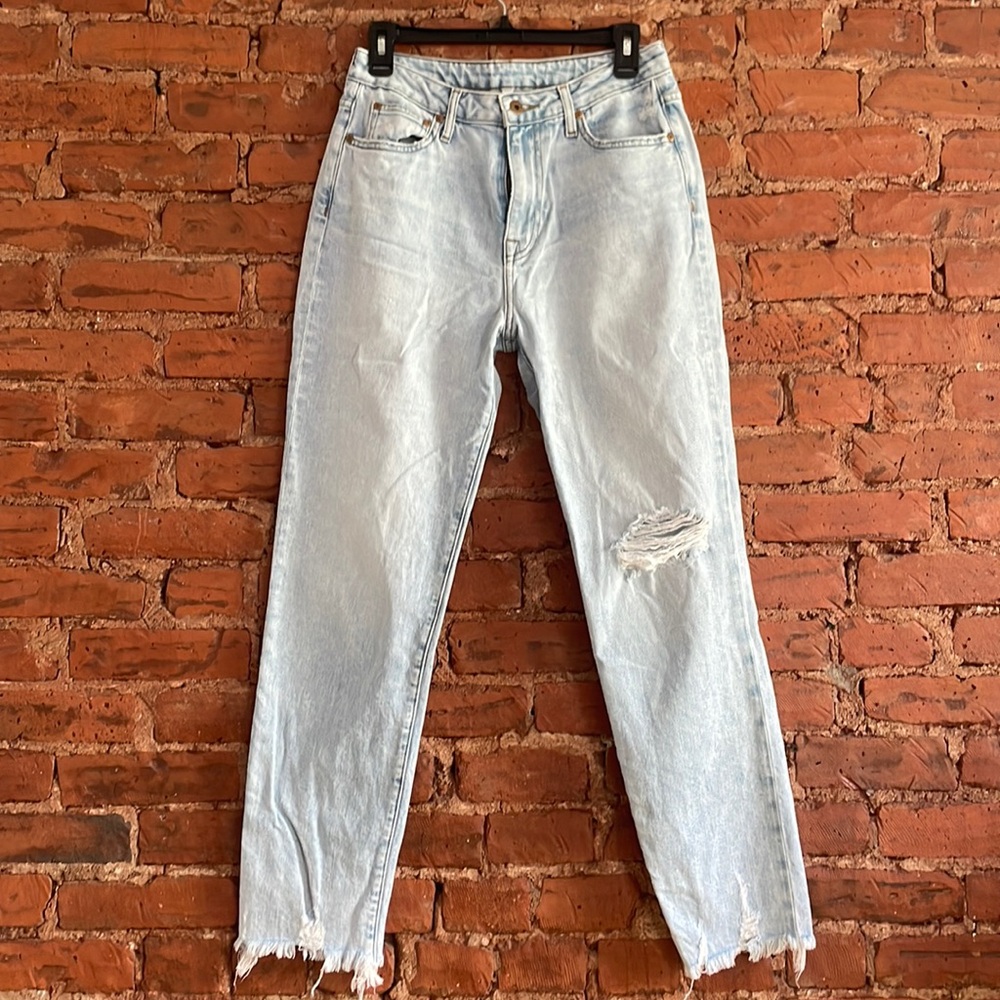 Jonathan Simkhai Distressed Light Wash Straightleg Jeans